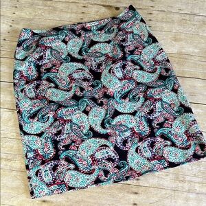 Talbots Paisley Pencil Skirt in Teal, Black & Pink